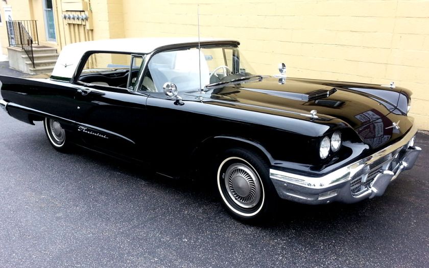 Black vintage Ford Thunderbird convertible